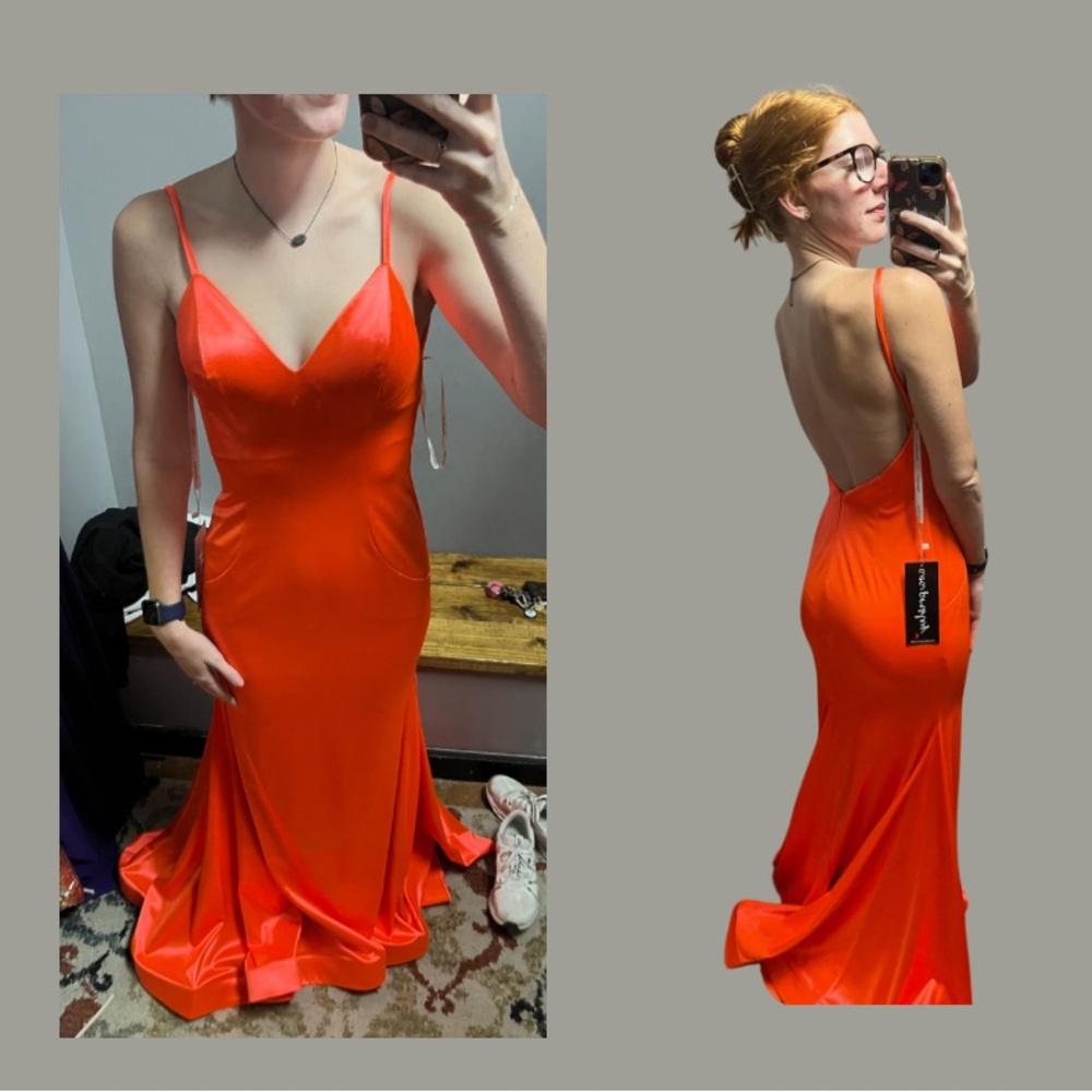 Neon Orange Ava Presley Prom Dress - NWT